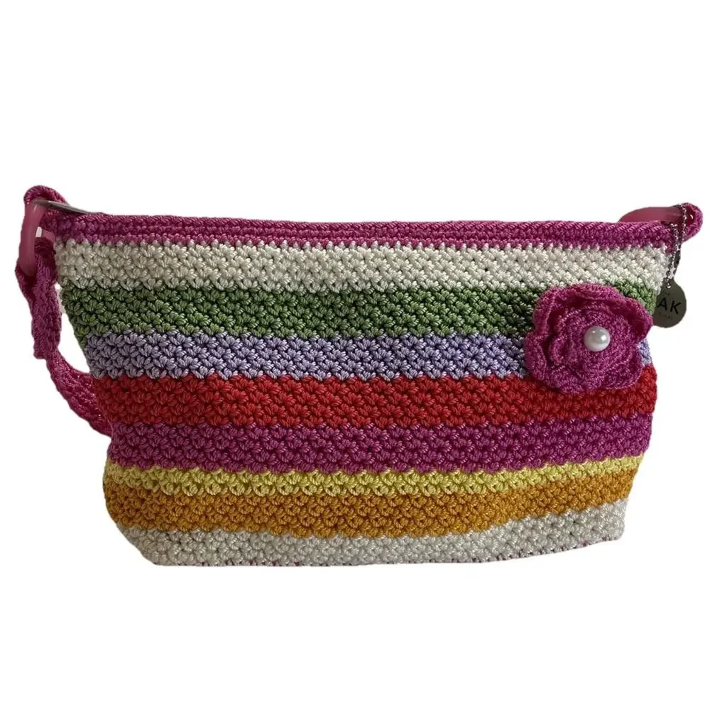 The Sak Striped Crochet Purse Shoulder Bag Pink Multicolor Shoulder Bag